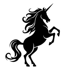 Majestic Unicorn Silhouette – Black and White Fantasy Art