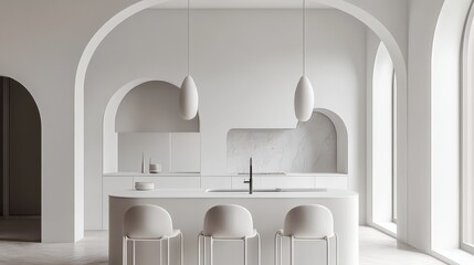 Modern Minimalist Kitchen Design With Arched Details