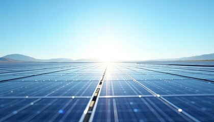 Expansive Solar Panels Under a Bright Sunny Sky