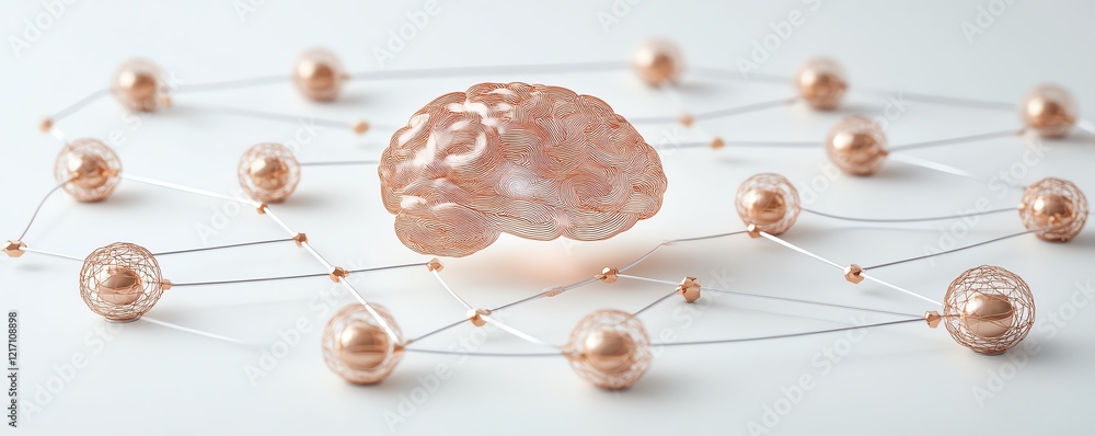 Poster science and innovative technologies concept with human brain layout connected to sensors for compute