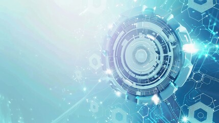 Obraz premium Vector gear wheels, hexagons and circuit boards, high tech digital technology and engineering, digital telecommunications technology concept. abstract future