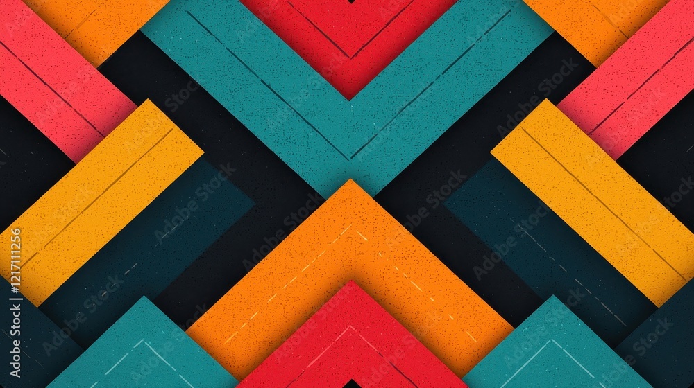 Poster vibrant geometric patterns with texture in bold color combinations
