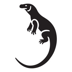 Komodo Dragon Silhouette in a Circular Pose Vector Art
