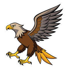 Photo of  eagle with two leg  flying isolated on white background