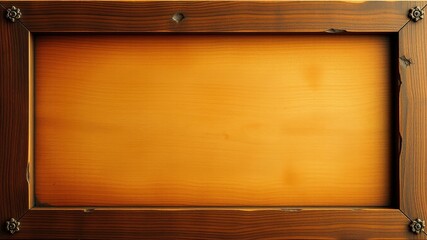 Rustic Wooden Frame with Warm Orange Center, Perfect for Text or Image Display