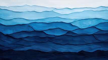 Obraz premium Abstract Ocean Waves in Shades of Blue with Textured Layers