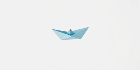 A light blue paper boat floats on a white background, symbolizing childhood dreams and simple pleasures.