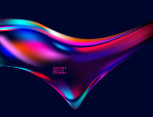 Abstract background of fluid iridescent shape. Elegant colorful wallpaper.