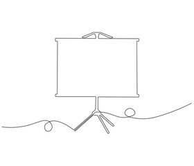 One continuous line drawing of whiteboard. Presentation board in simple line. Concept vector art for university or college. Editable stroke. Doodle line illustration