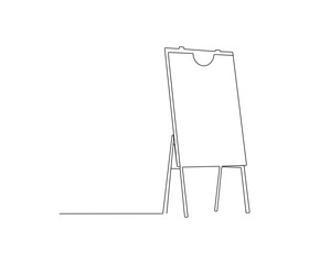 One continuous line drawing of whiteboard. Presentation board in simple line. Concept vector art for university or college. Editable stroke. Doodle line illustration