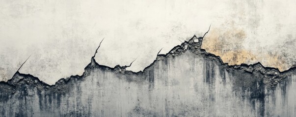 Broken concrete wall rendering showcasing cracks in a minimalist style on a white background