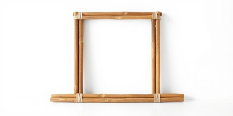 Rustic Wooden Frame with Natural Fiber Ties, Perfect for Minimalist Home Decor