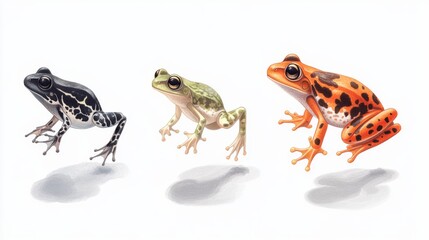 Naklejka premium A Serene amphibian metamorphosis collection of frogs
