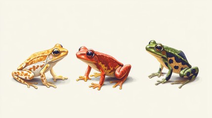 Naklejka premium A Serene amphibian metamorphosis collection of frogs