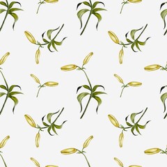 Elegant watercolor lily pattern for fabric and wrapping paper designs