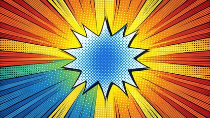 Fototapeta premium Comic book pop art strip radial backdrop, background, illustration, background, illustration, graphic, dynamic