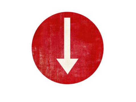 Isolated Red Circle Sign with White Arrow Down - Powered by Adobe