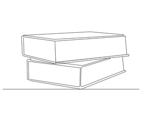 One continuous line drawing of stack of book. Studying book or knowledge book in simple line. Concept vector art for university or college. Editable stroke. Doodle line illustration