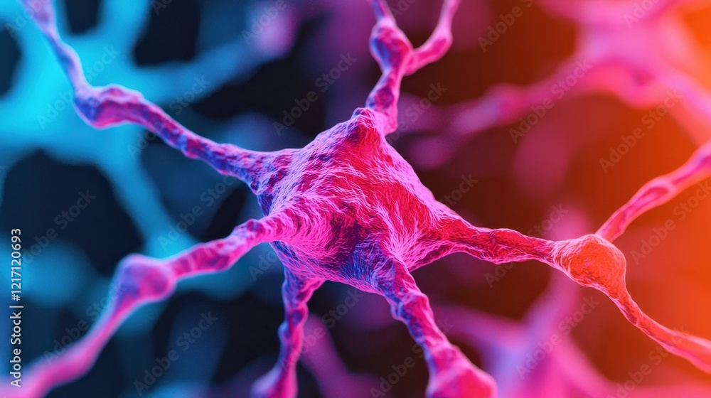 Aufkleber vibrant neuron structure with intricate details and colorful background