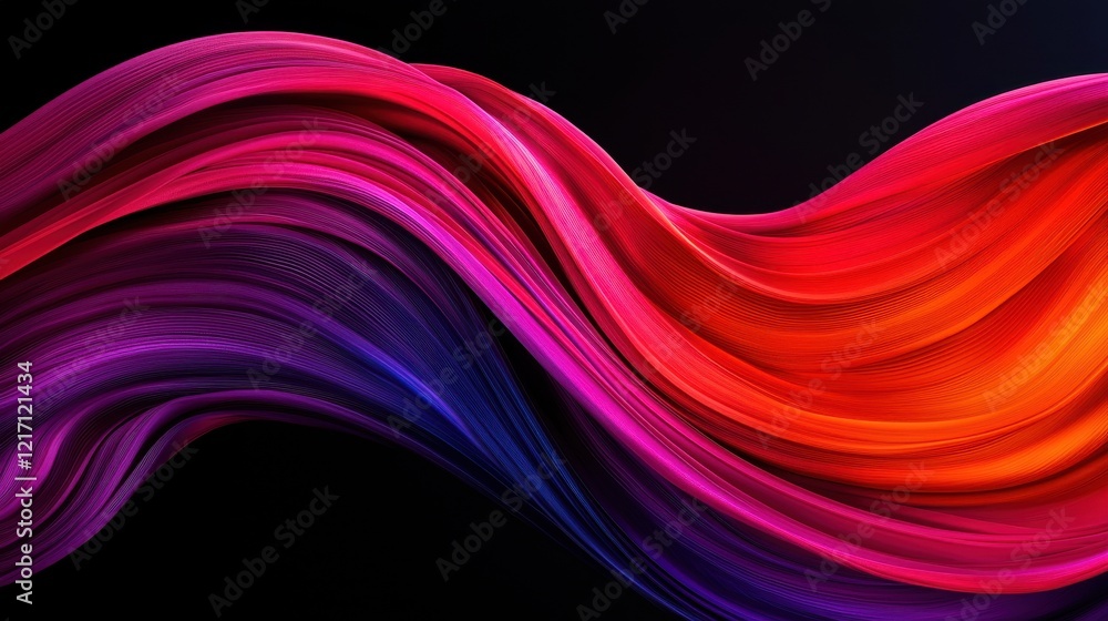 Poster abstract colorful wave pattern on dark background for creative design