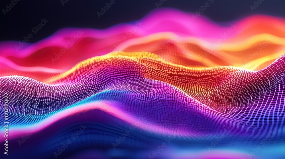 Aufkleber colorful digital waves with flowing patterns and abstract texture