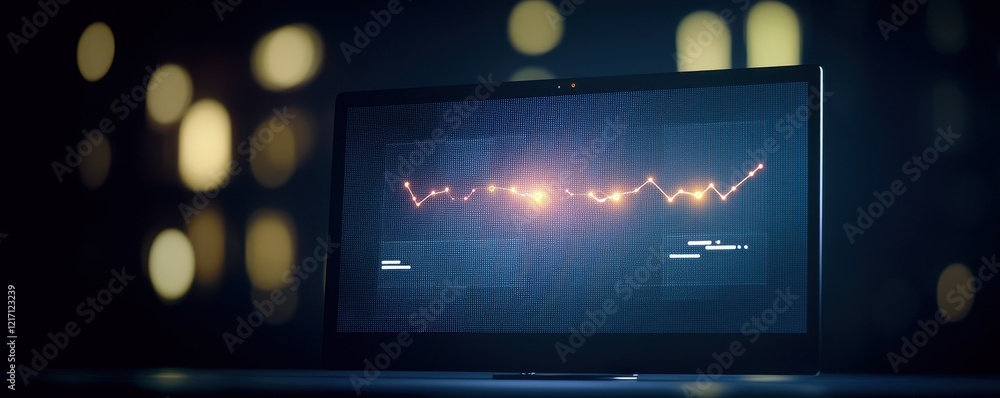 Poster modern laptop displaying data visualization trends
