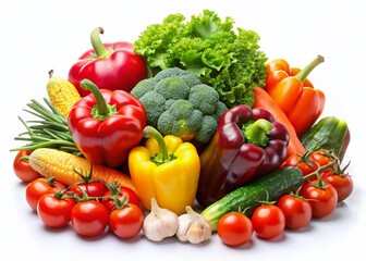 Vibrant Fresh Vegetables Isolated on White Background - Perfect for Web & Print Design