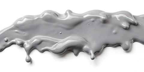 Obraz premium Gray gooey substance spreading across a white surface like a slow-moving stain, pollution, environmental disaster, spreading stain, chemical leak