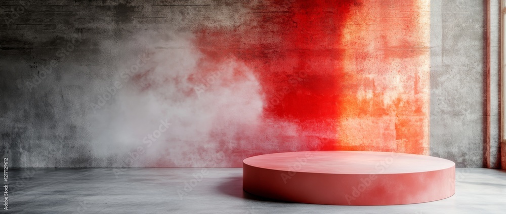 Aufkleber creative red podium backdrop for product display with minimalist design and ample copy space for bra