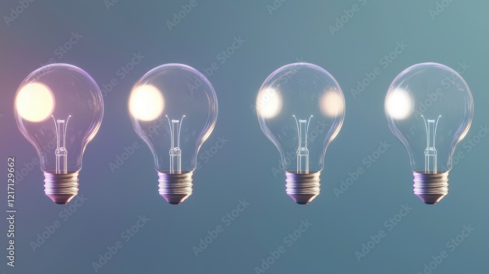 Poster light bulbs in sequence with soft background glow