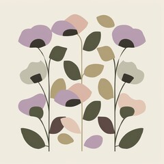 A flowery design with a mix of purple and green colors. The flowers are arranged in a way that they look like they are growing out of the ground