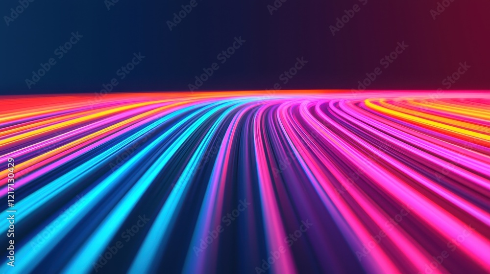 Poster vibrant flowing lines of neon colors creating abstract background