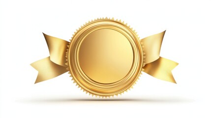 Golden seal with ribbons achievement award success celebration prestige honor victory triumph excellence quality recognition accomplishment reward