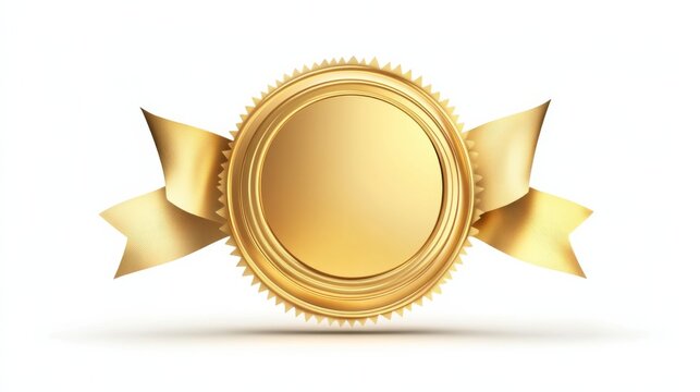 Golden seal with ribbons achievement award success celebration prestige honor victory triumph excellence quality recognition accomplishment reward