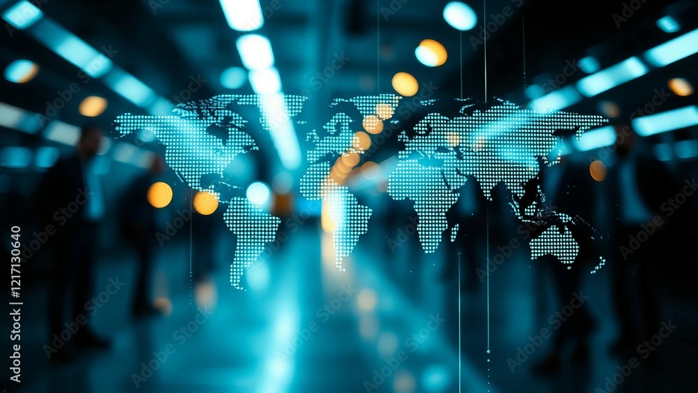 Poster data exchange technology ai business intelligence data analysis and internet network connection digi