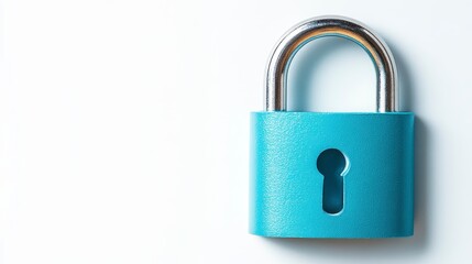 Fototapeta premium Blue Padlock on White Background A Security and Protection Concept