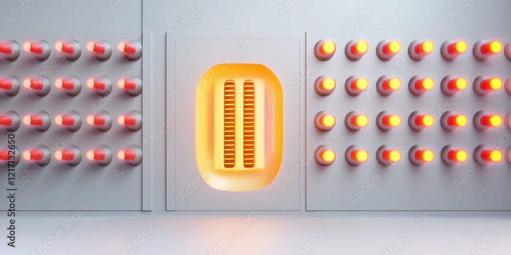 Poster futuristic control panel with led lights and buttons