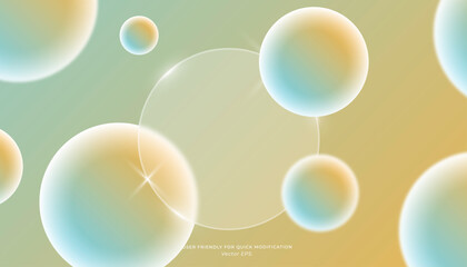Gradient Green and Yellow Glassmorphism Background with Light Spheres and Soft Effects