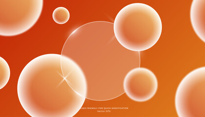 Bold Glass Morphism Background in Vibrant Orange Hues with Gradient Sphere Effects