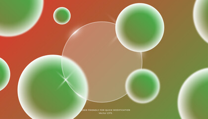 Gradient Green and Terracotta Glassmorphism Background with Light Spheres and Soft Effects