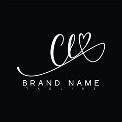 CL Handwritten initial letter with love . CL simple signature vector logo with Hart shape variation, beauty, photography letter logo design. C L
