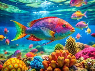 Vibrant Tropical Fish with Copy Space: Underwater Paradise Stock Photo