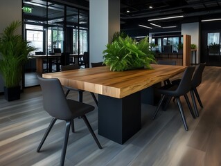 Fototapeta premium Modern office meeting table with plants