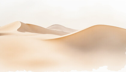 Minimalistic desert landscape with smooth sand dunes in soft beige tones and copy space