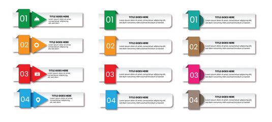 infographic banners with colorful shapes, Flat table of contents infographic