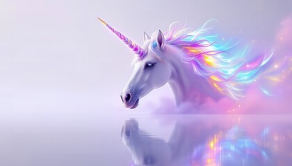 Magical Unicorn with Rainbow Mane by Still Water: A Dreamlike Digital Painting