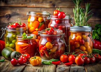 Vintage Glass Jars Overflowing with Fresh Farm Produce