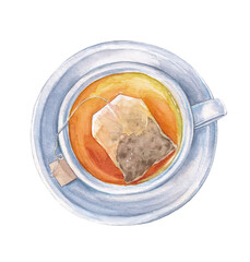 Watercolor cup of herbal tea