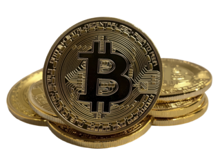 Isolated Stack of Bitcoin Coins