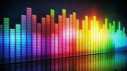 Vintage Rainbow Music Equalizer on Black Background - Retro Soundwave Wallpaper